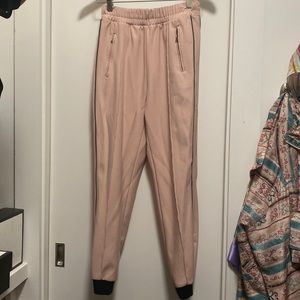 Zara light pink jogger pants with black strips on side